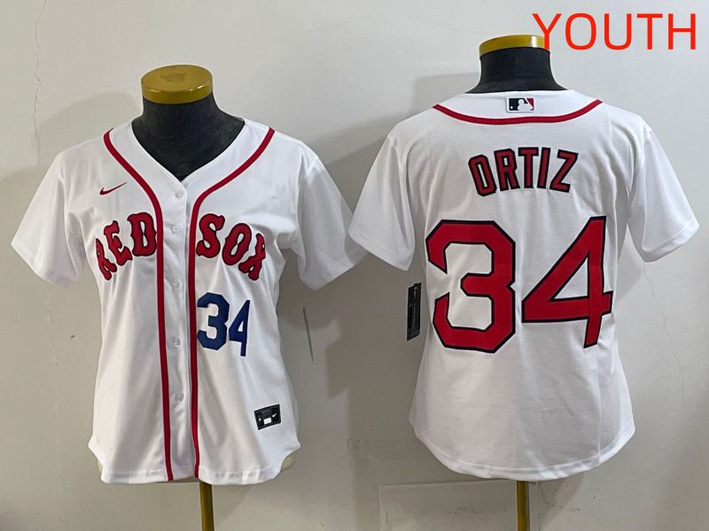 Youth 2025 Boston Red Sox #34 Ortiz White Game Nike MLB Jersey style 5->youth mlb jersey->Youth Jersey